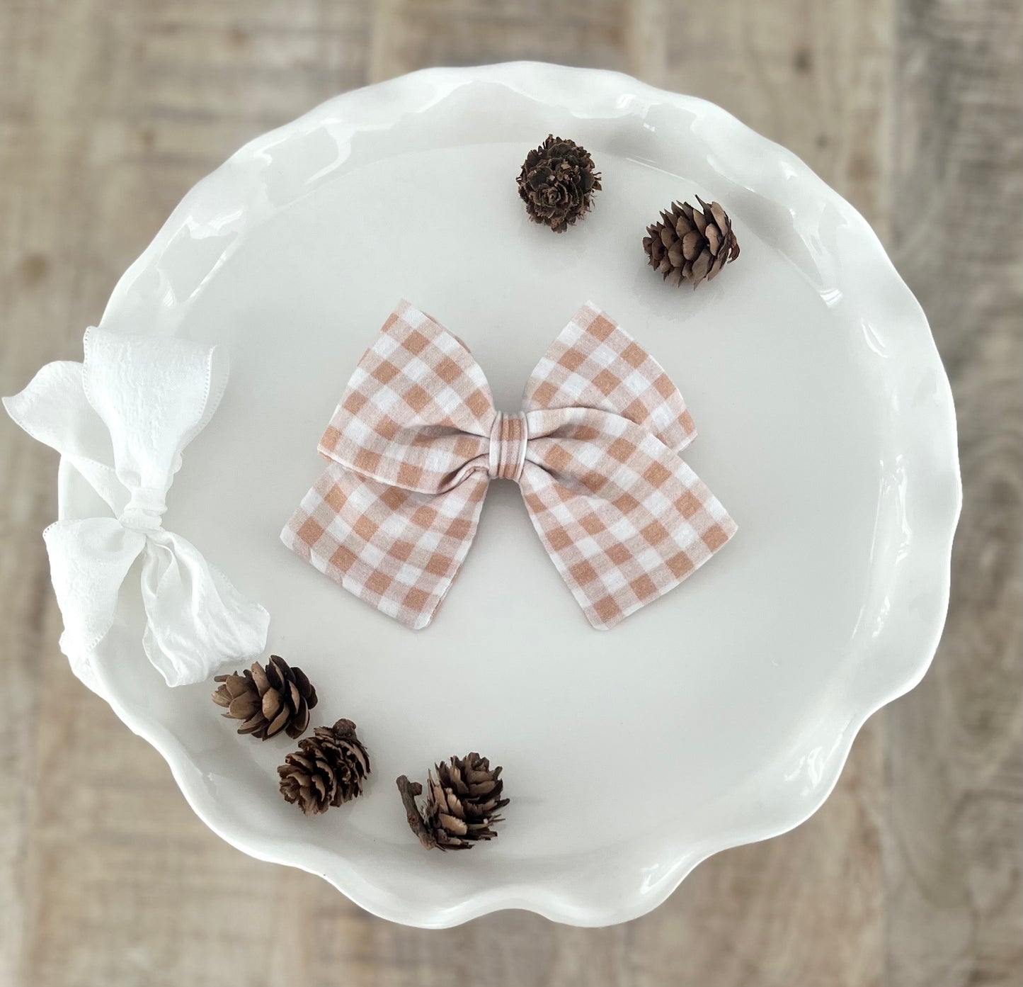 Apricot Gingham Sailor Bow