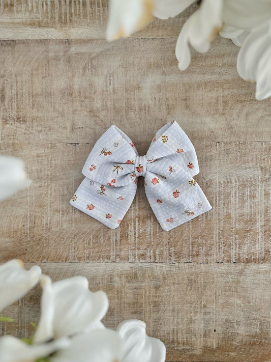 Berry Stripe - Blue Sailor Bow