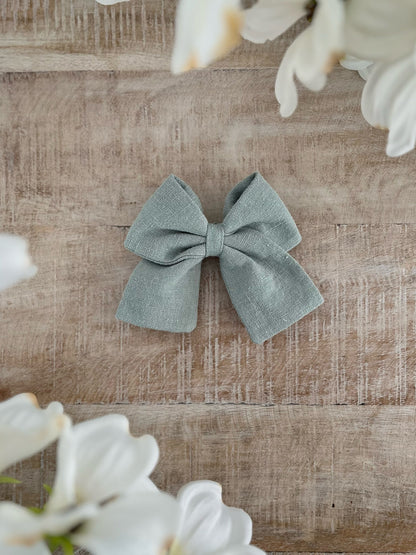Sage Linen Sailor Bow