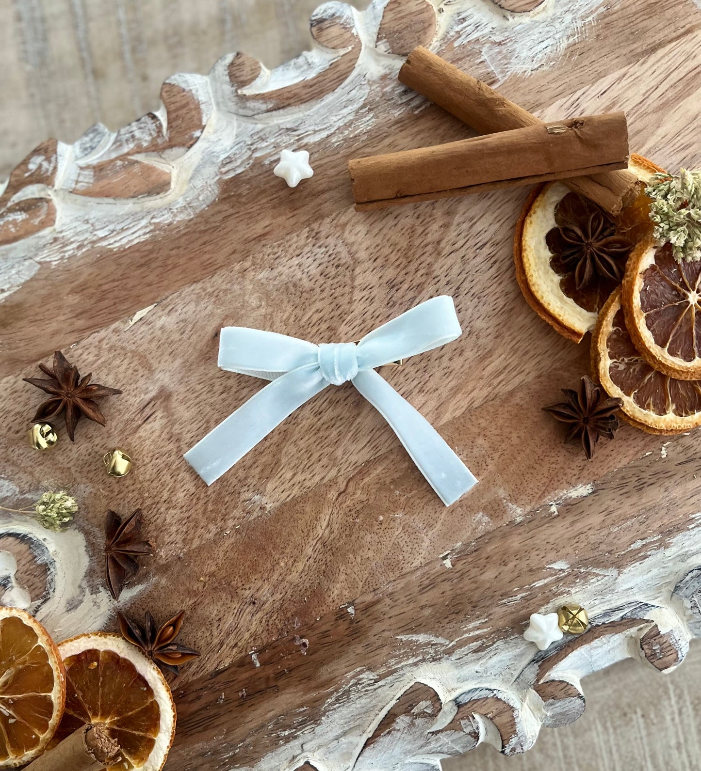 Powder Blue Velvet Hair Bow