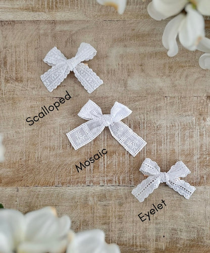 Embroidered Ribbon Hair Bows
