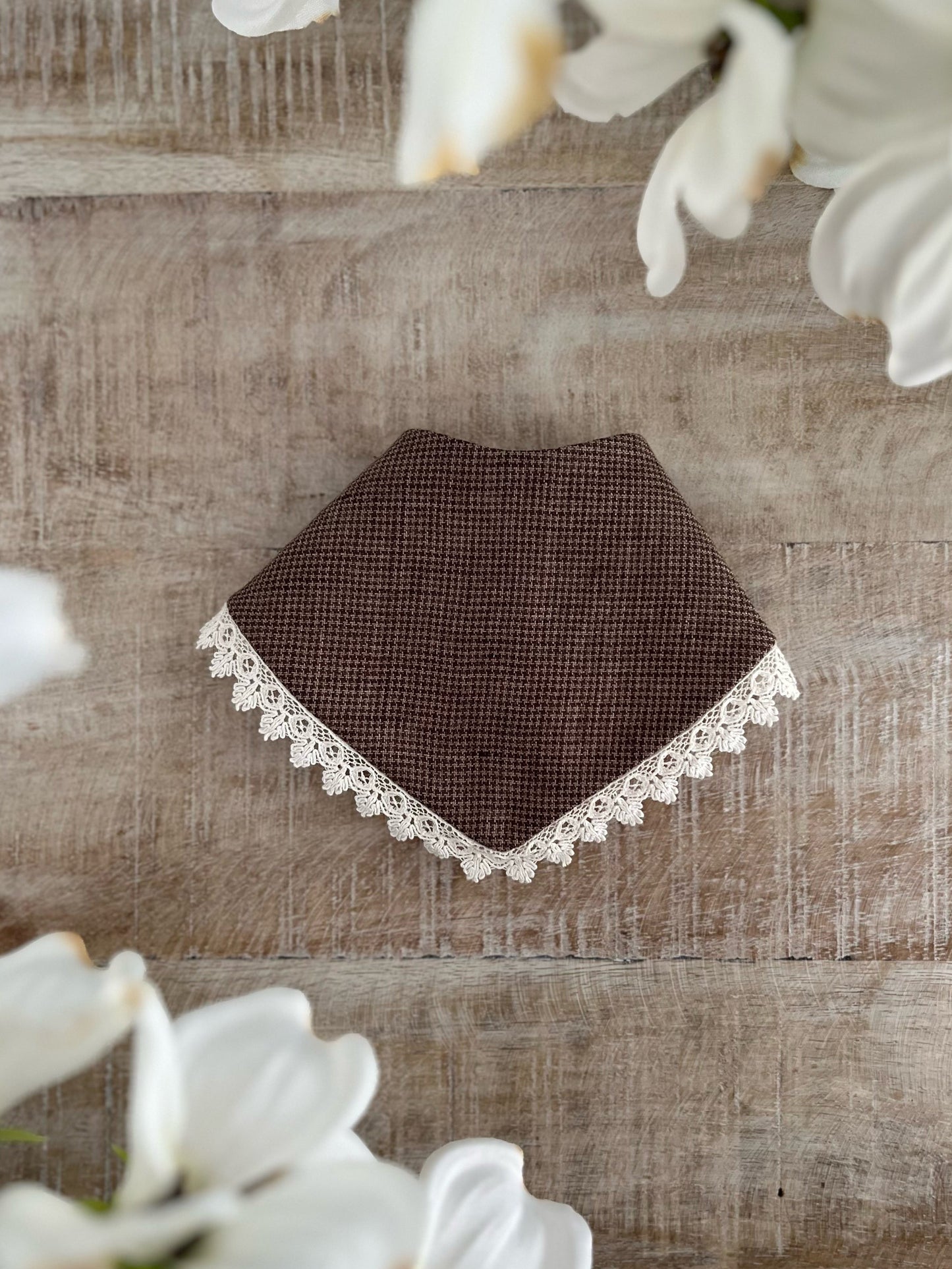Mocha Micro Check Linen Bandana
