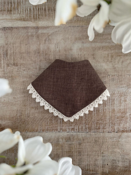 Mocha Micro Check Linen Bandana