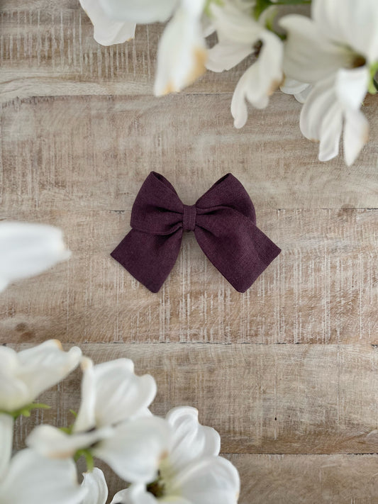 Aubergine Linen Sailor Bow