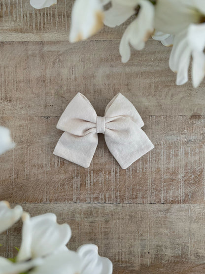 Cream Linen Sailor Bow