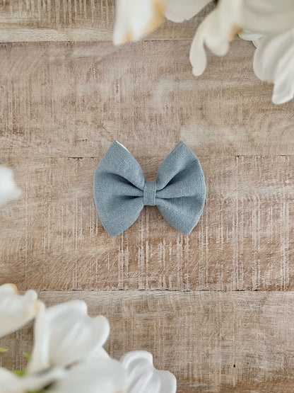 Blueberry Linen Bow Tie