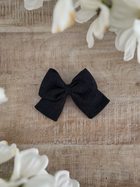 Pepper Micro Check Linen Sailor Bow
