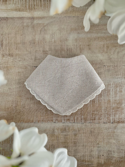 Oatmeal Micro Check Linen Bandana
