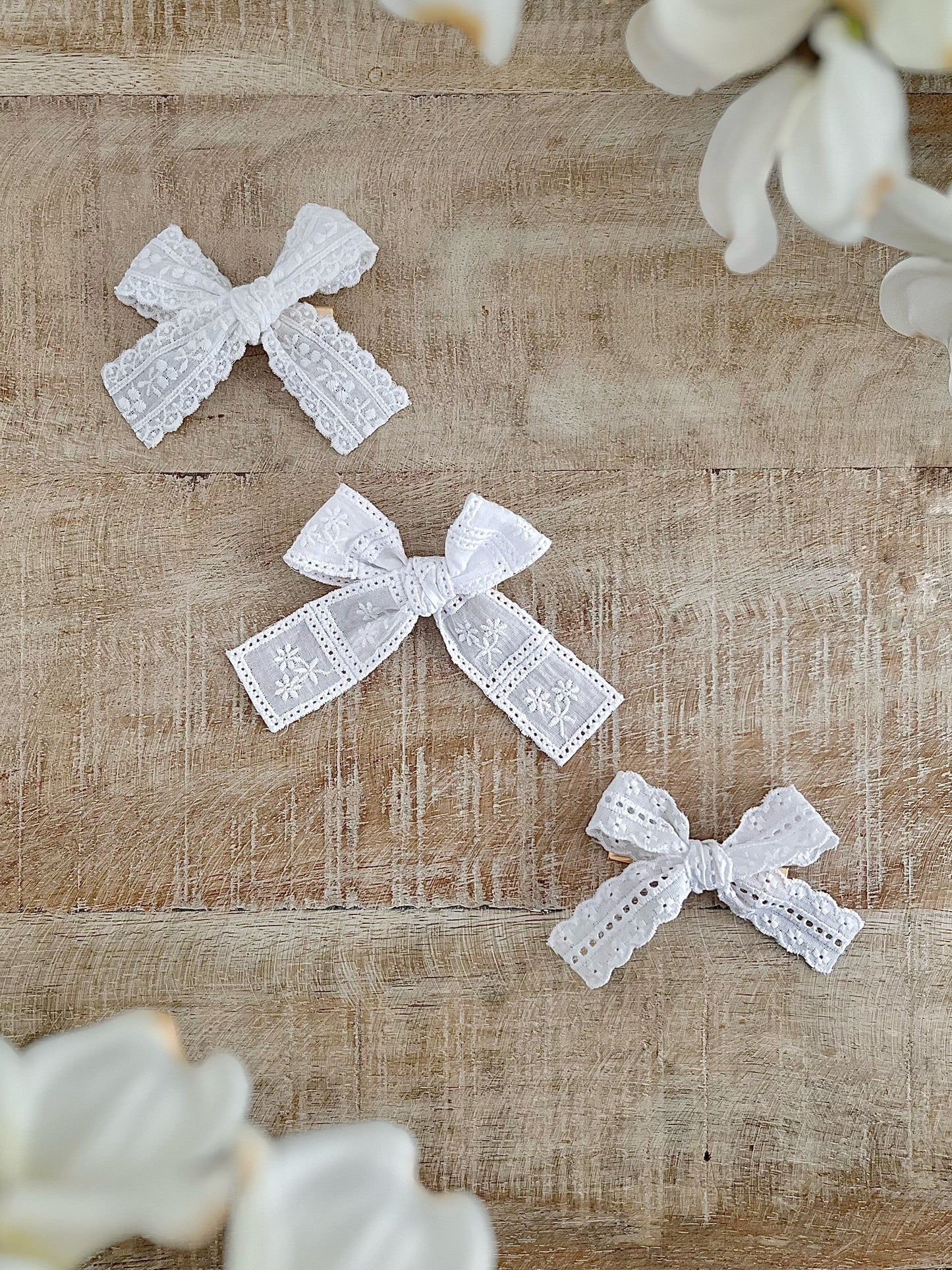 Embroidered Ribbon Hair Bows
