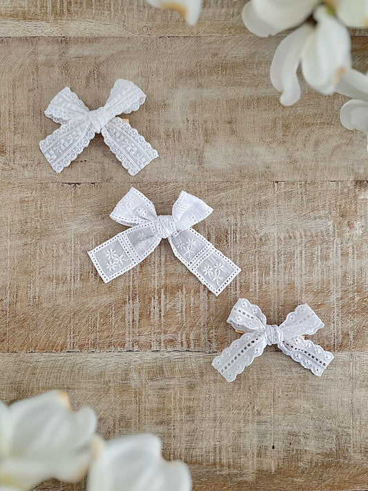 Embroidered Ribbon Hair Bows
