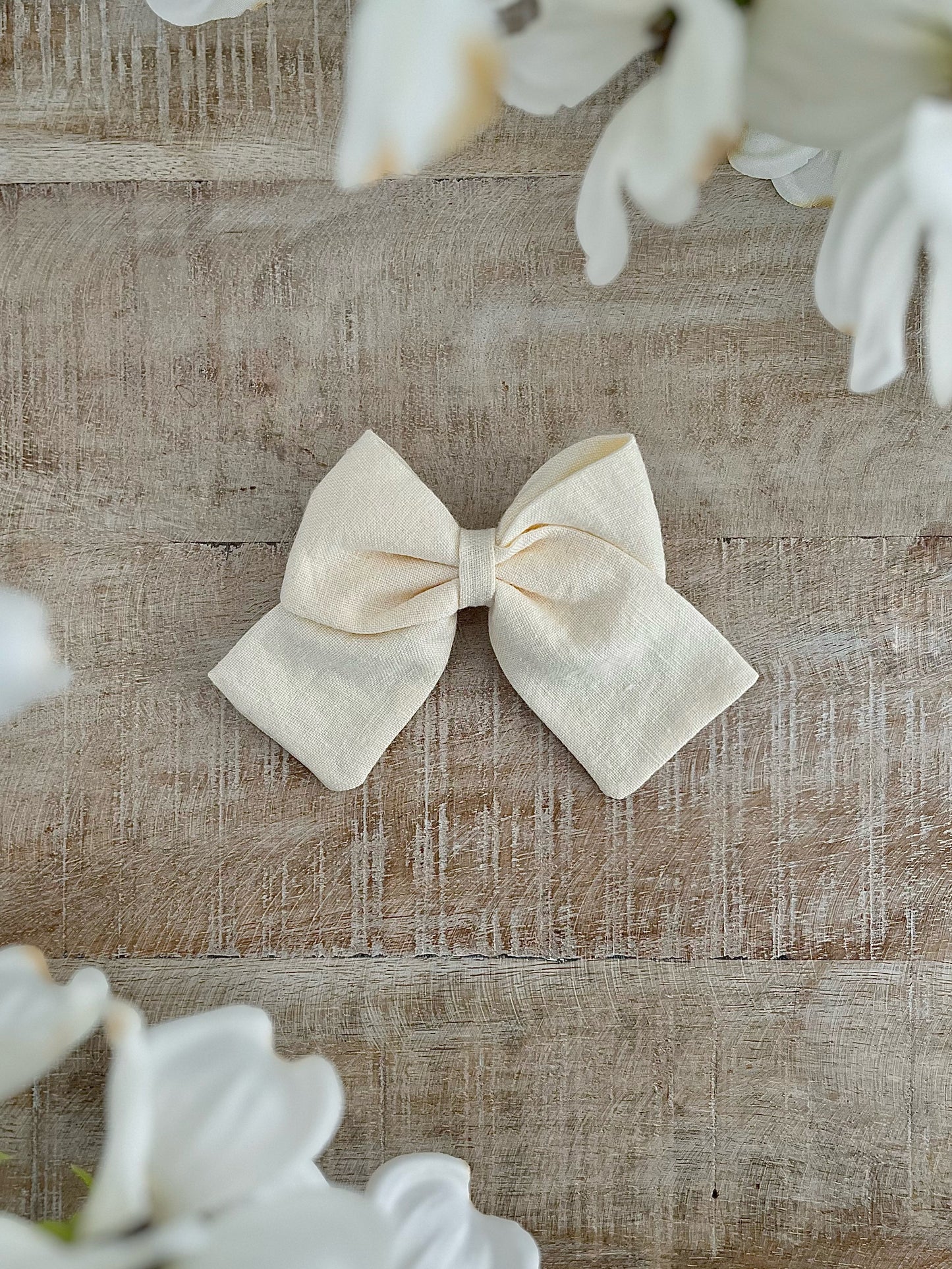 Custard Linen Sailor Bow
