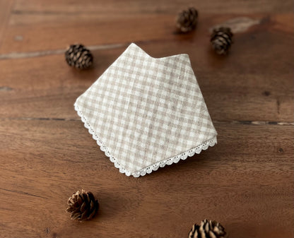 Oatmeal Check Linen Bandana
