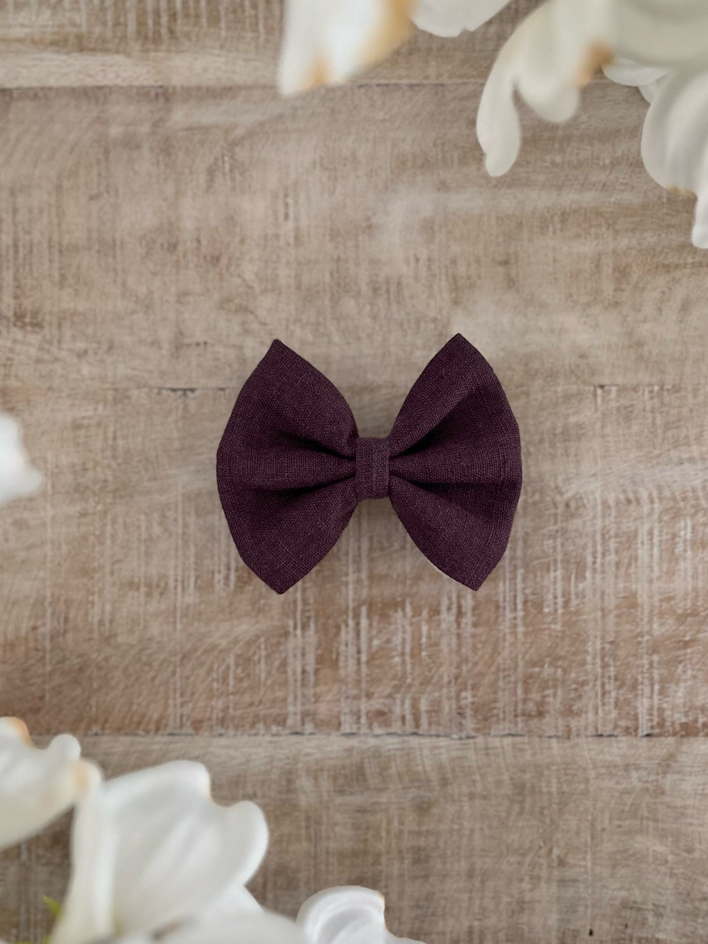 Aubergine Linen Bow Tie