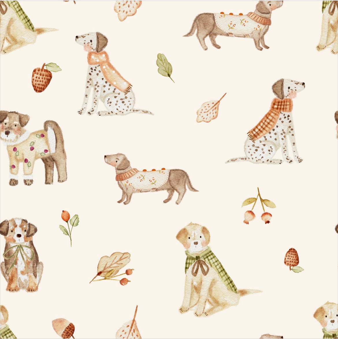 Autumnal Doggies Sailor Bow