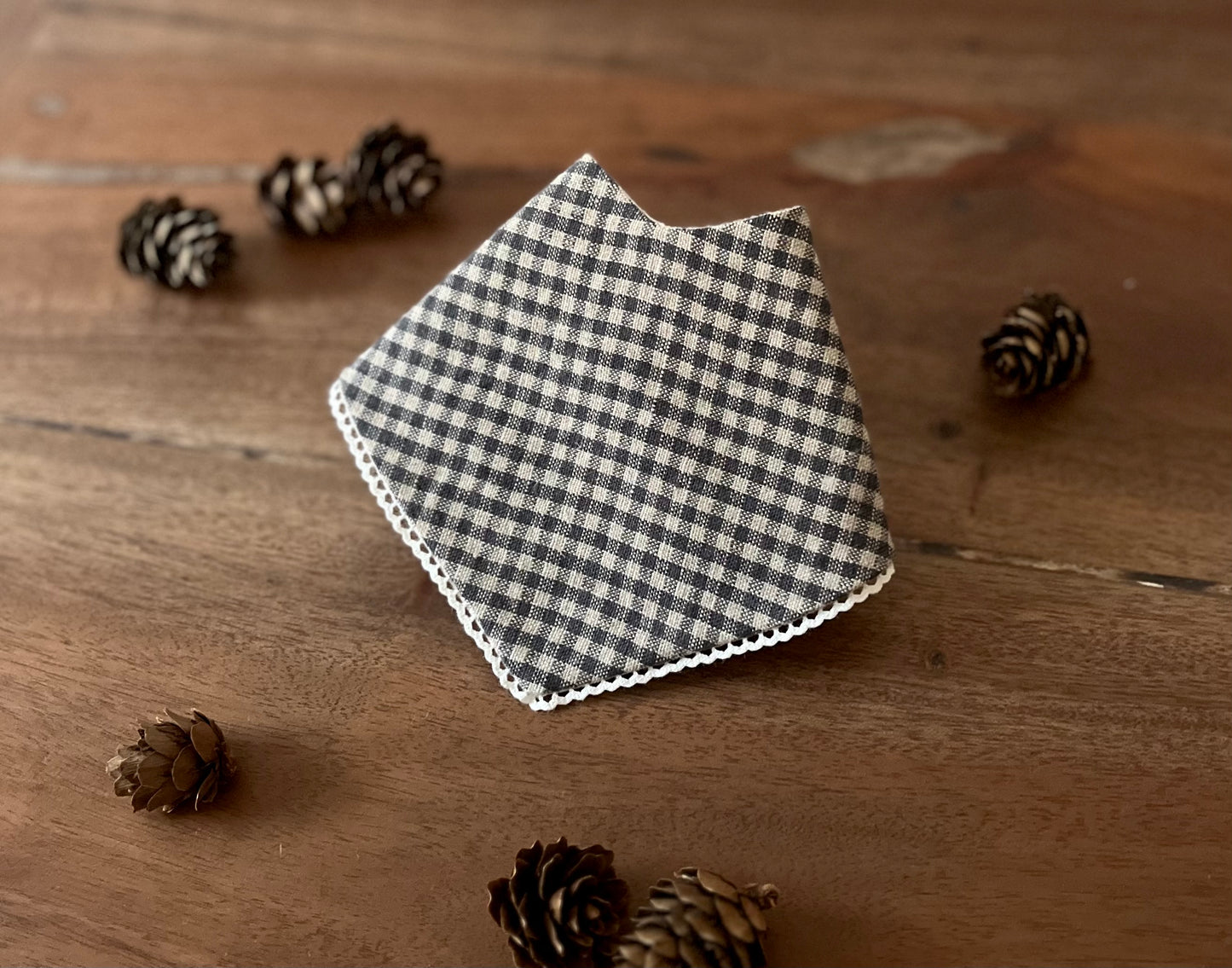 Rustic Blue Check Linen Bandana
