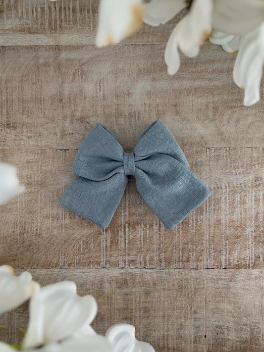 Blueberry Linen Sailor Bow