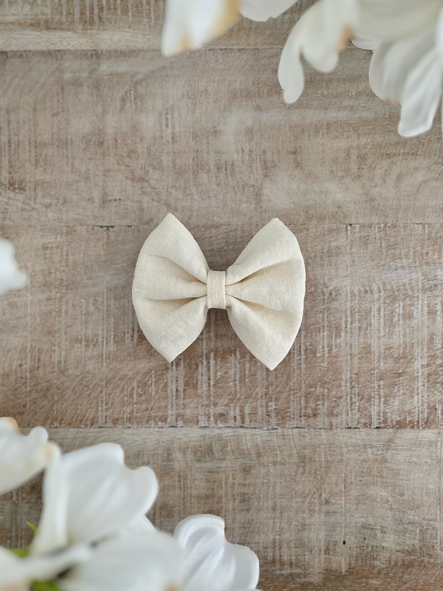Custard Linen Bow Tie
