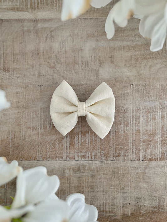Custard Linen Bow Tie